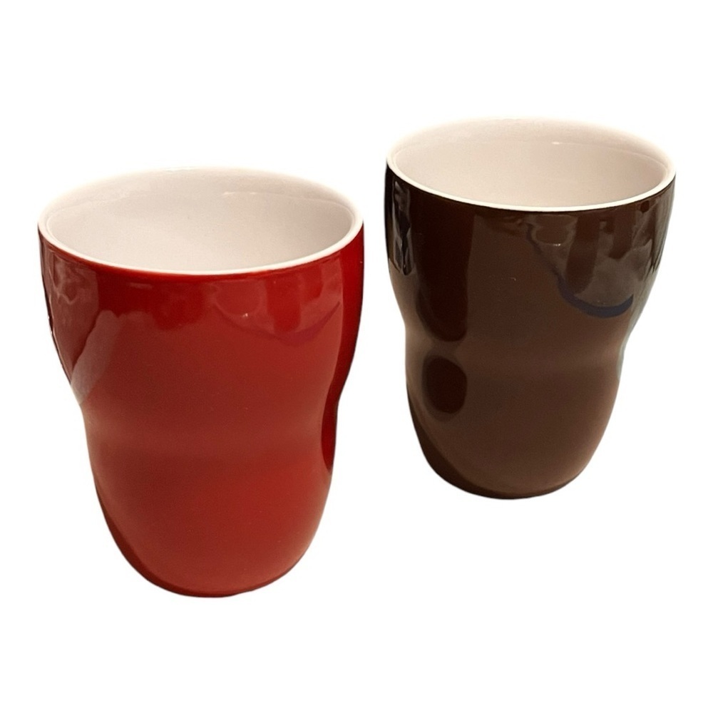 Starbucks 2008 Aida double walled ceramic coffee cups/tumblers 1-brown 1-red